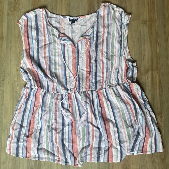 Torrid Striped Peplum Rayon Slub Dolman Top Tassel Strap Colorful Size Large - Picture 3 of 9